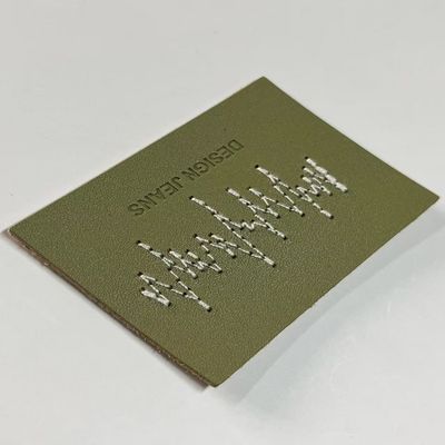 По заказам зеленые джинсы Кожаная маркировка Тег Шитый Тип закрытия Для одежды